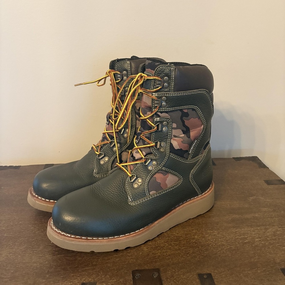 Asolo‎ Boots Mens Size 10 Green Leather Waterproof Camo Vibram Work Hunting